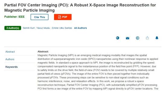 UMRAM’dan Yeni Bir Makale: Partial FOV Center Imaging (PCI): A Robust X-Space Image Reconstruction for Magnetic Particle Imaging